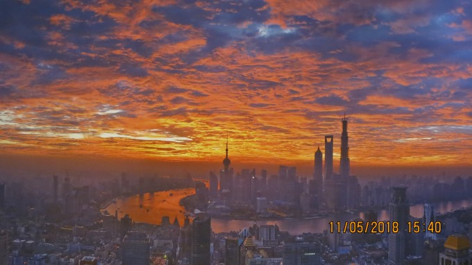 Shanghai  skyline at night