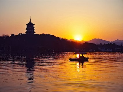 Leifeng Pagoda in the Sunset, West Lake